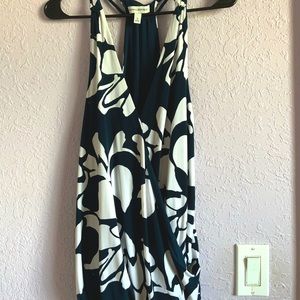 Banana Republic Floral Navy Blue and White Blouse